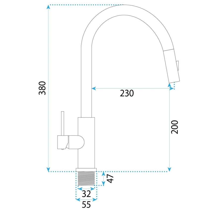 REA-B7574 - Køkkenarmatur med udtrækbar bruser ONTARIO 38 cm titan