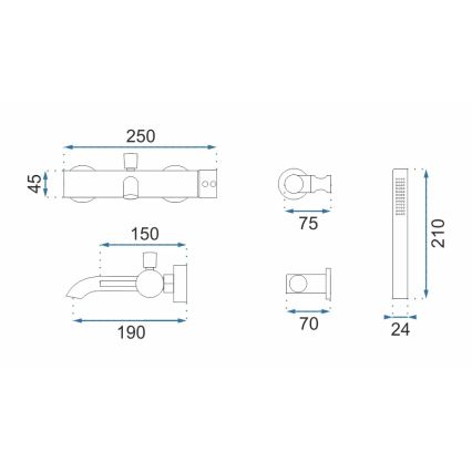 REA-B8010 - Badekarsæt LUNGO børstet guld