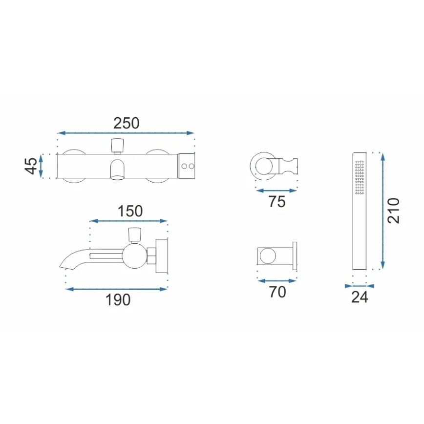 REA-B8010 - Badekarsæt LUNGO børstet guld