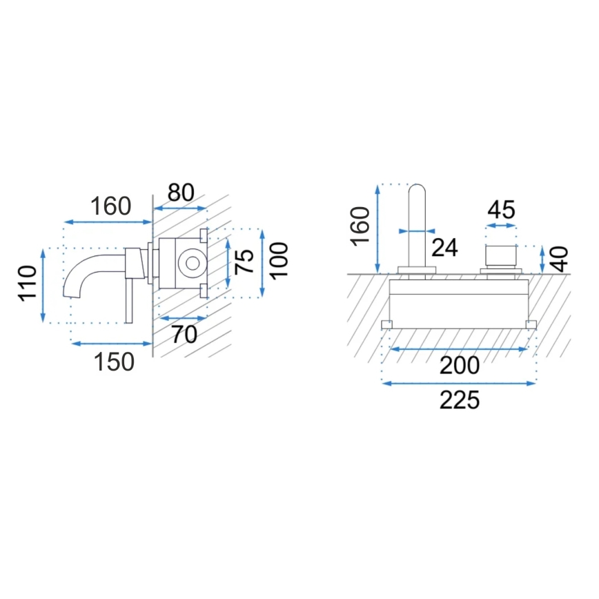 REA-B8652 - Vaskarmatur til indbygget montering LUNGO i børstet guld