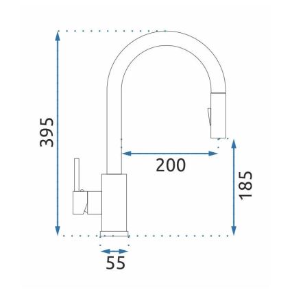 REA-B9146 - Køkkenarmatur med udtrækbar bruser FRESH 39,5 cm nikkel
