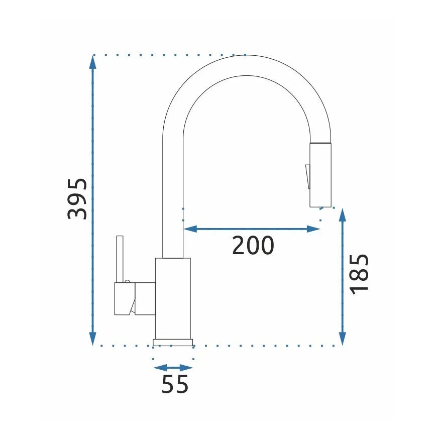 REA-B9146 - Køkkenarmatur med udtrækbar bruser FRESH 39,5 cm nikkel