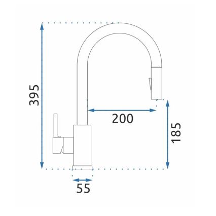 REA-B9147 - Køkkenarmatur med udtrækbar bruser FRESH 39,5 cm, mat sort