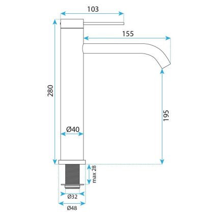 REA-B9322 - Håndvaskarmatur RIVO 28 cm titan