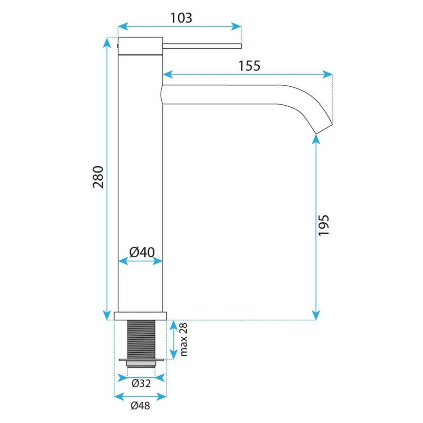 REA-B9322 - Håndvaskarmatur RIVO 28 cm titan