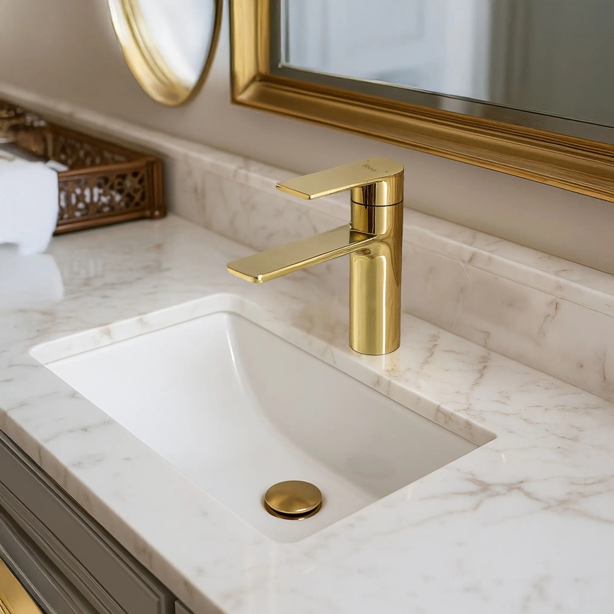 REA-B9981 - Håndvaskarmatur STORM 15 cm i guld