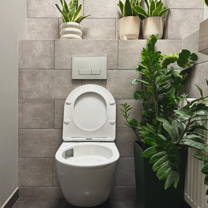 REA-C1259 - Væghængt WC med toiletsæde CARLO MINI TORNADO RIMLESS keramik/højglans hvid