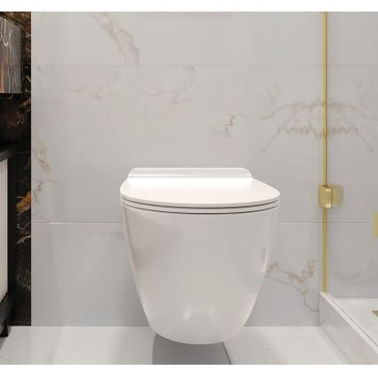 REA-C1400 - Væghængt toilet med sæde CARTER RIMLESS keramik/hvid