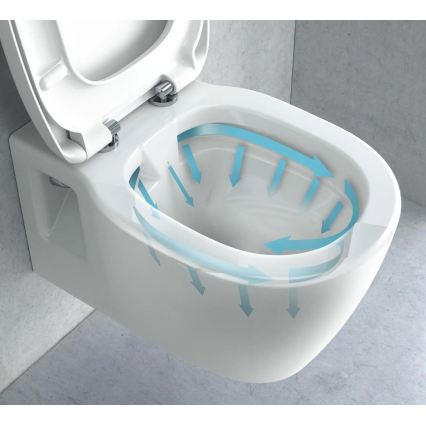 REA-C1400 - Væghængt toilet med sæde CARTER RIMLESS keramik/hvid