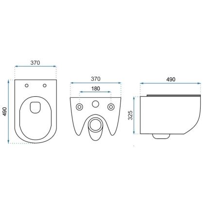 REA-C1400 - Væghængt toilet med sæde CARTER RIMLESS keramik/hvid