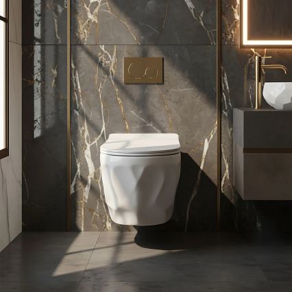 REA-C1652 - Væghængt toilet med toiletsæde GUSTAVO RIMLESS keramik/hvid