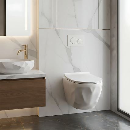REA-C1652 - Væghængt toilet med toiletsæde GUSTAVO RIMLESS keramik/hvid