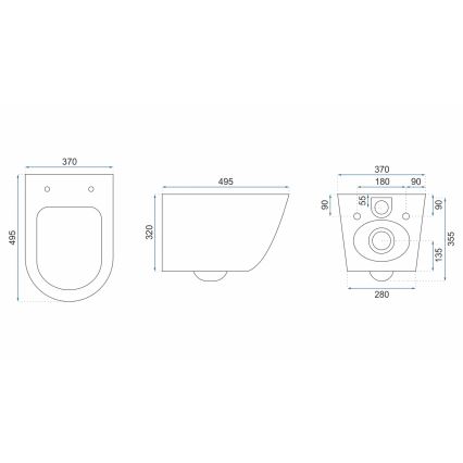 REA-C2760 - Vægmonteret toilet med toiletsæde CARLO FLAT MINI RIMLESS keramik/højglans hvid