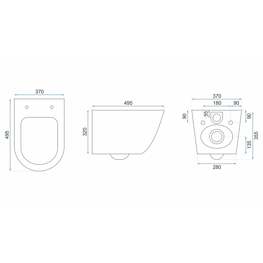 REA-C2760 - Vægmonteret toilet med toiletsæde CARLO FLAT MINI RIMLESS keramik/højglans hvid