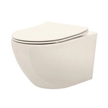 REA-C5500 - Vægmonteret toilet med toiletsæde CARLO MINI TORNADO RIMLESS keramik/cremefarvet