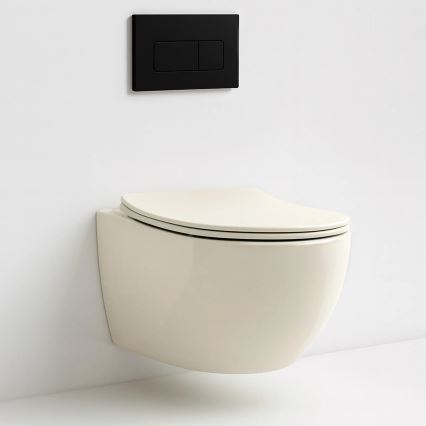 REA-C5500 - Vægmonteret toilet med toiletsæde CARLO MINI TORNADO RIMLESS keramik/cremefarvet