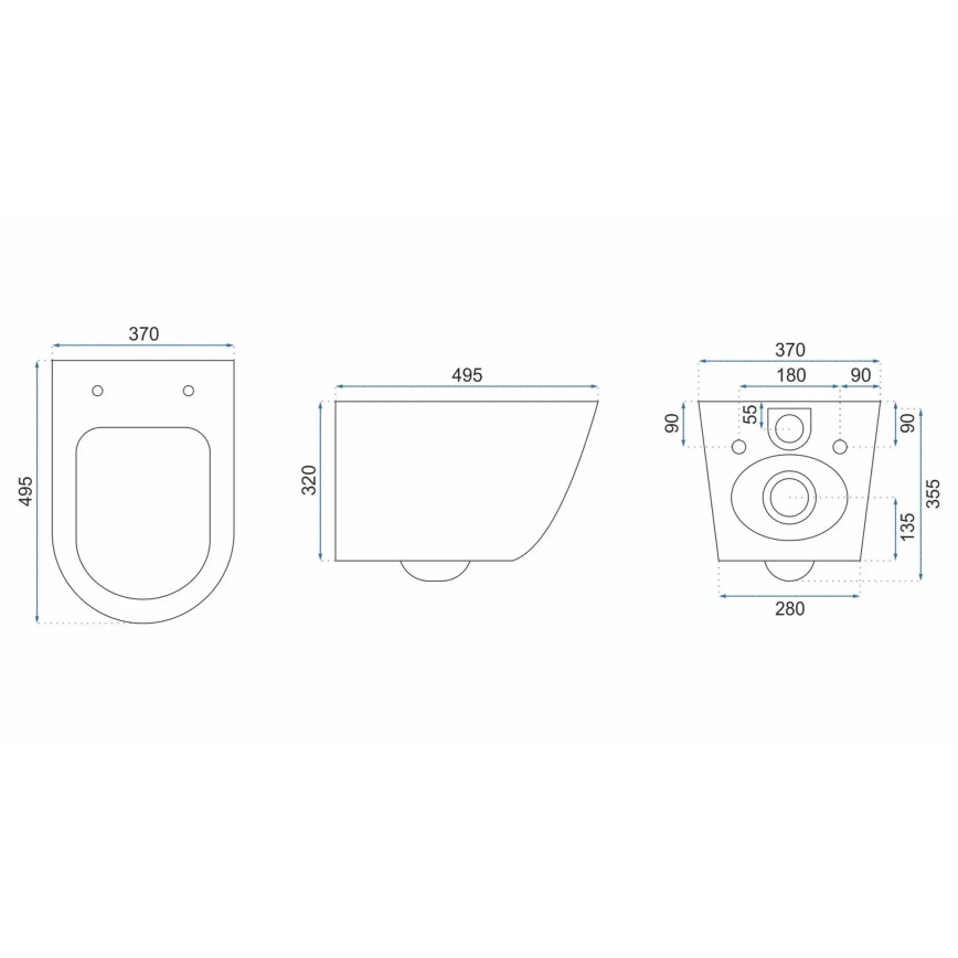 REA-C5500 - Vægmonteret toilet med toiletsæde CARLO MINI TORNADO RIMLESS keramik/cremefarvet