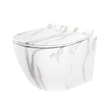 REA-C6390 - Væghængt toilet CARTER TORNADO RIMLESS med toiletsæde, keramik/stenimitation