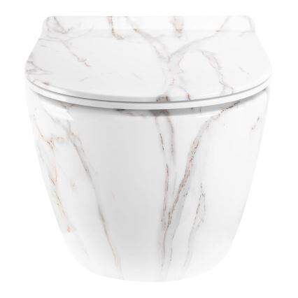 REA-C6390 - Væghængt toilet CARTER TORNADO RIMLESS med toiletsæde, keramik/stenimitation
