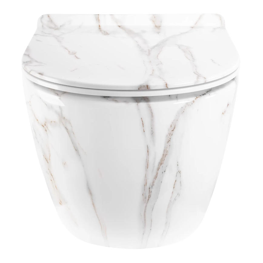 REA-C6390 - Væghængt toilet CARTER TORNADO RIMLESS med toiletsæde, keramik/stenimitation