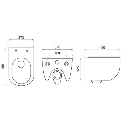 REA-C6390 - Væghængt toilet CARTER TORNADO RIMLESS med toiletsæde, keramik/stenimitation