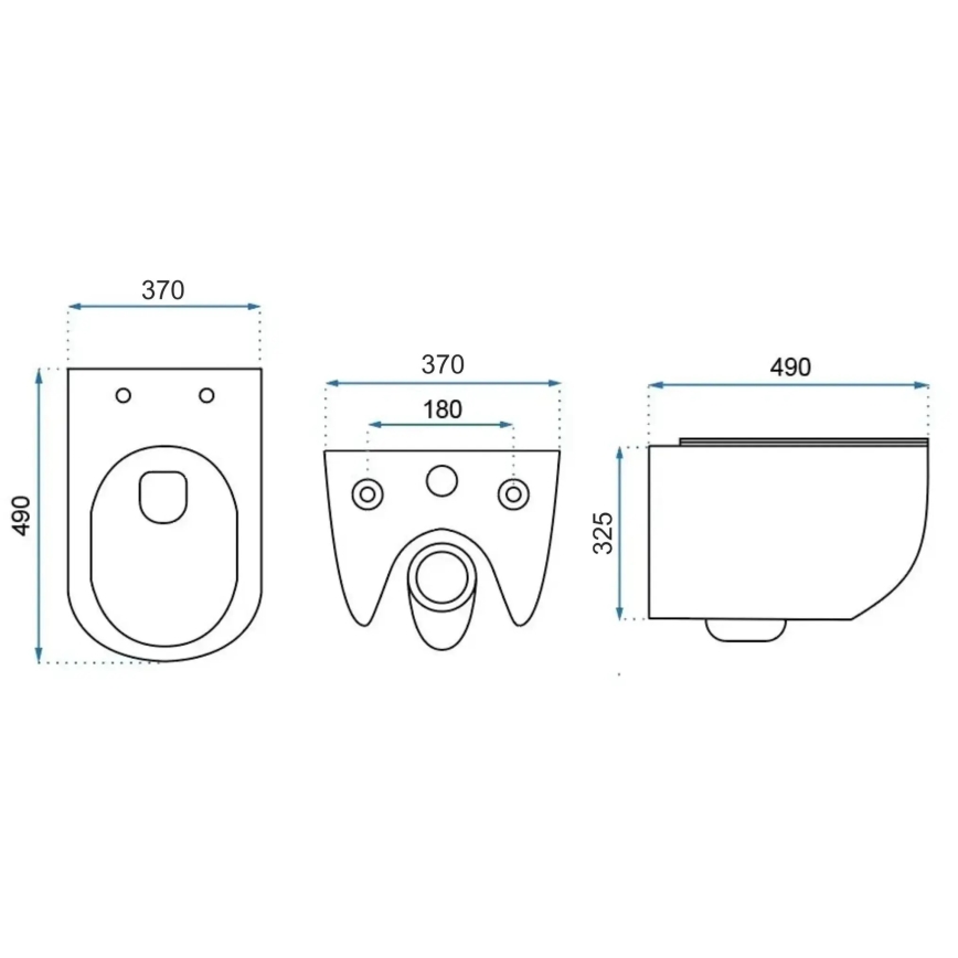 REA-C6390 - Væghængt toilet CARTER TORNADO RIMLESS med toiletsæde, keramik/stenimitation