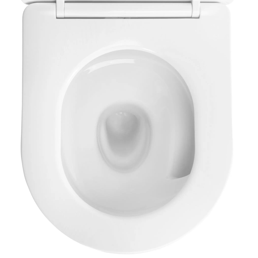 REA-C6806 - Væghængt toilet med toiletsæde CARLO MINI TORNADO RIMLESS keramik/hvid/guld