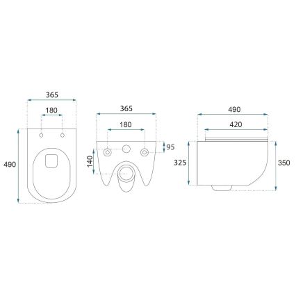 REA-C6806 - Væghængt toilet med toiletsæde CARLO MINI TORNADO RIMLESS keramik/hvid/guld