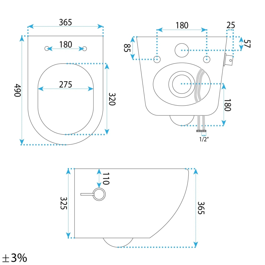 REA-C9701 - Væghængt toilet med bidetbruser CARLO LUX keramik/hvid