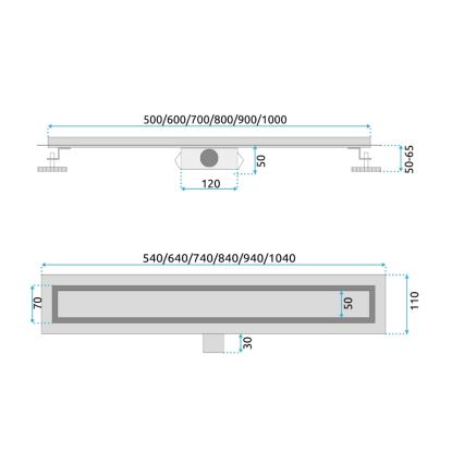 REA-G2503 - NEOX afløbsrende 80 cm i rustfrit stål