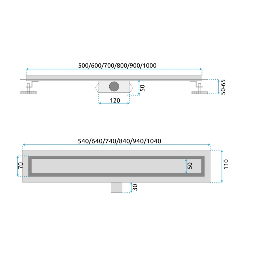 REA-G2503 - NEOX afløbsrende 80 cm i rustfrit stål