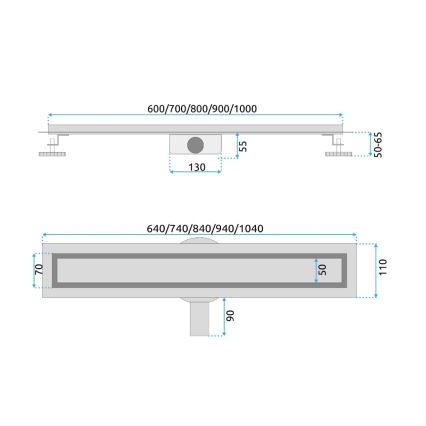 REA-G2703 - Afløbsrende NEOX PRO 80 cm rustfrit stål/børstet guld