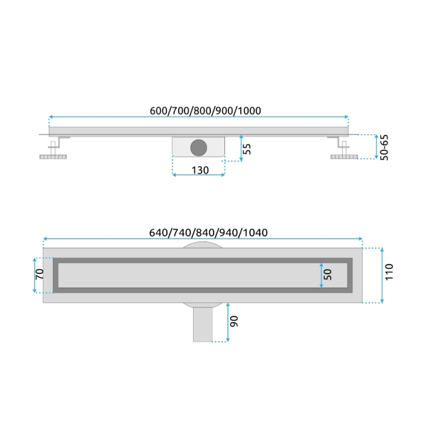 REA-G2703 - Afløbsrende NEOX PRO 80 cm rustfrit stål/børstet guld