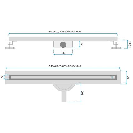 REA-G2710 - Afløbsrende NEOX SLIM 80 cm rustfrit stål/sort