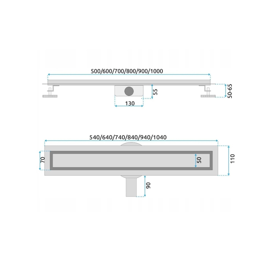 REA-G5807 - Afløbsrende NEOX PRO 60 cm rustfrit stål