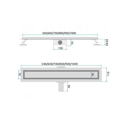REA-G5808 - Afløbsrende NEOX PRO 70 cm i rustfrit stål