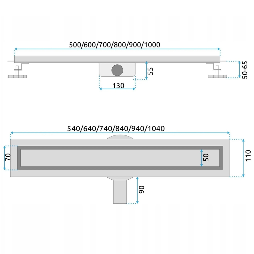 REA-G5810 - NEOX PRO afløbsrende 90 cm, nikkel