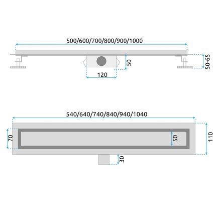 REA-G6600 - Afløbsrende PURE NEOX 50 cm mat sort