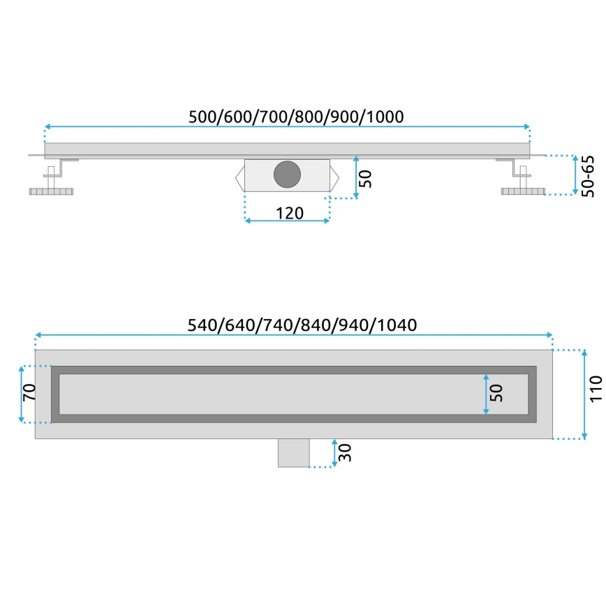 REA-G6605 - Lineært afløb PURE NEOX 100 cm mat sort