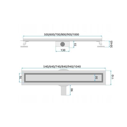 REA-G7802 - Afløbsrende NEOX PRO 70 cm rustfrit stål/sort