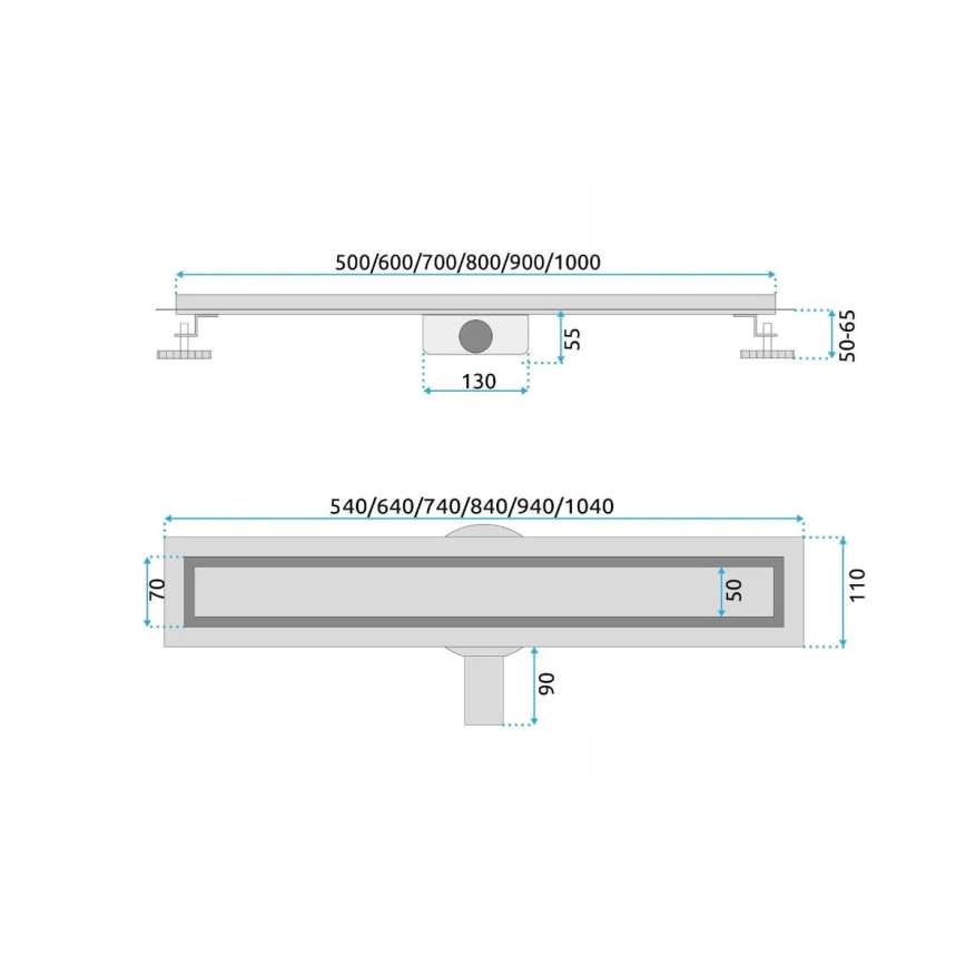 REA-G7802 - Afløbsrende NEOX PRO 70 cm rustfrit stål/sort