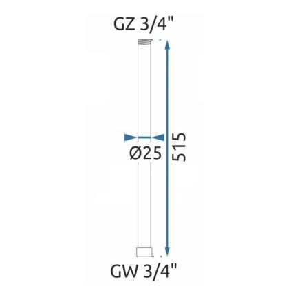 REA-K0881 - Forlængelsesstang til bruse-/badekarsæt 51,5 cm blank krom