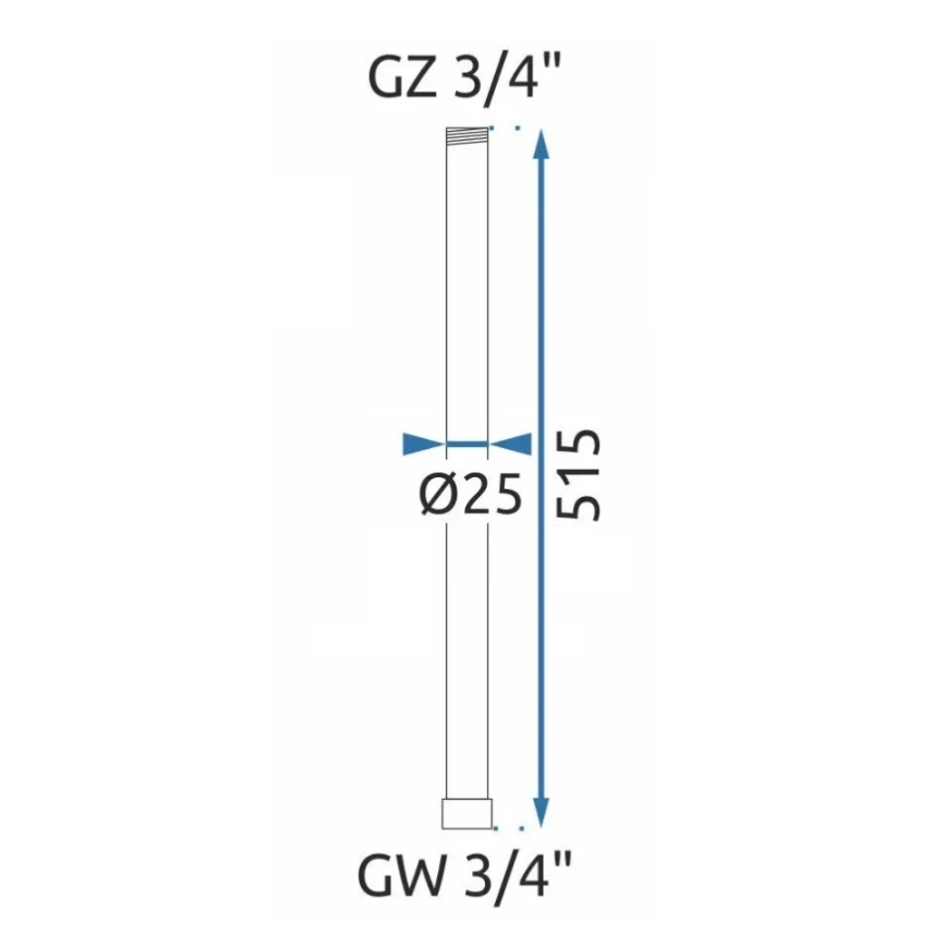 REA-K0881 - Forlængelsesstang til bruse-/badekarsæt 51,5 cm blank krom