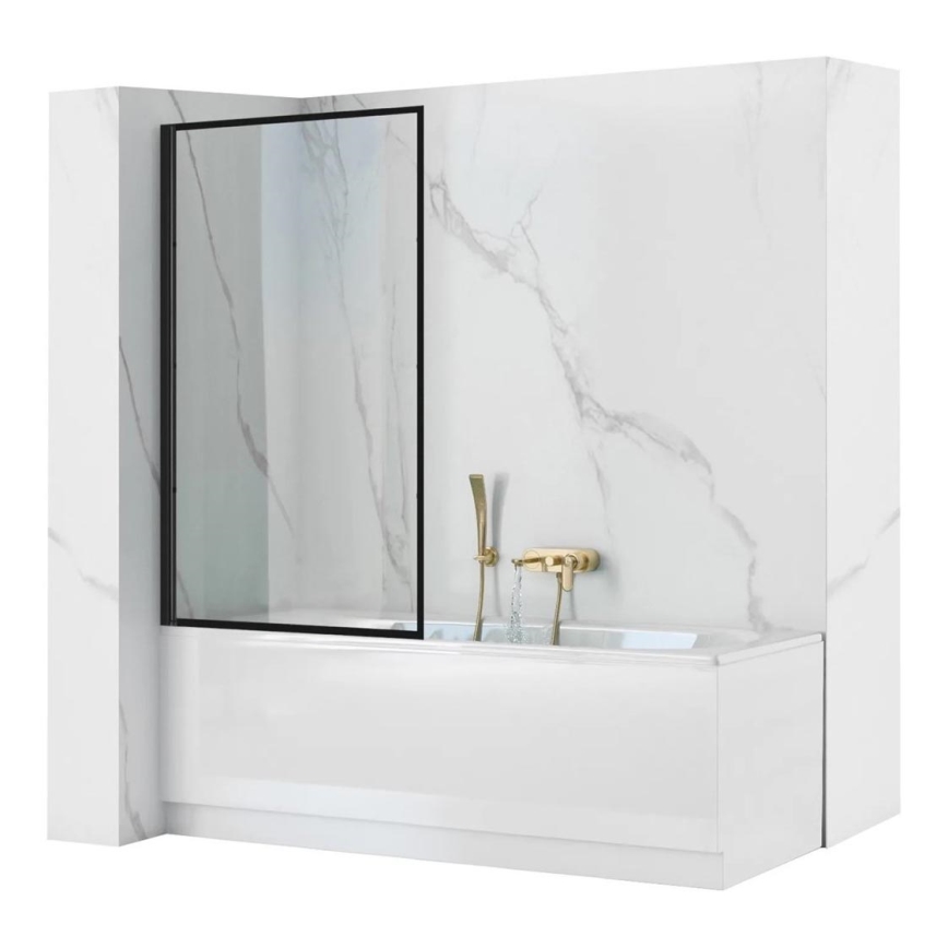 REA-K7390 - Badekarsvæg LAGOS 140x80 cm sort/klart glas