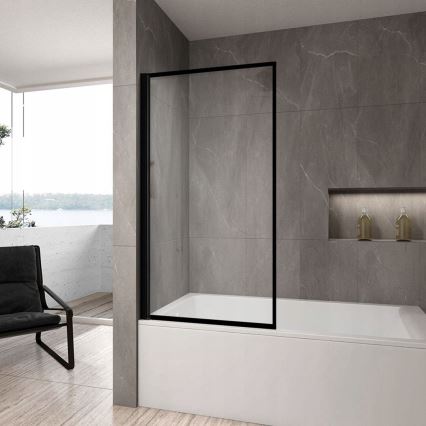REA-K7390 - Badekarsvæg LAGOS 140x80 cm sort/klart glas
