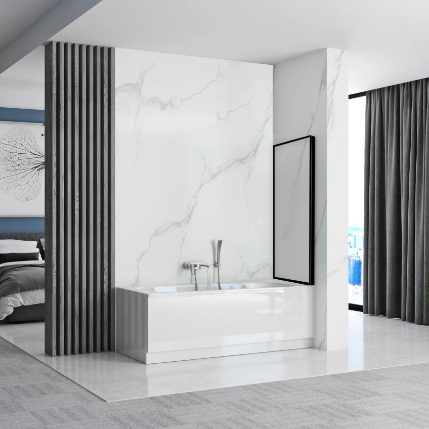REA-K7632 - Flytbar badekarsafskærmning LAGOS 140x70 cm sort/klar
