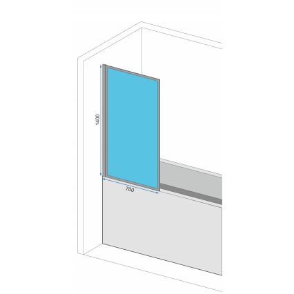REA-K7632 - Flytbar badekarsafskærmning LAGOS 140x70 cm sort/klar