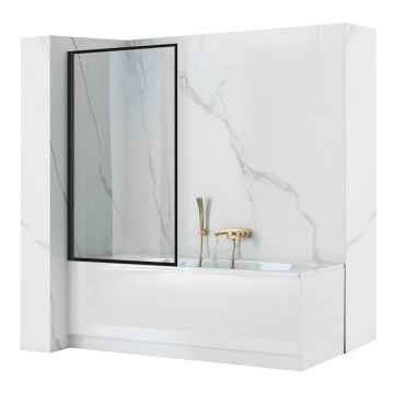 REA-K7633 - Bevægelig brusevæg til badekar LAGOS 140x80 cm sort/klart glas