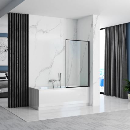 REA-K7633 - Bevægelig brusevæg til badekar LAGOS 140x80 cm sort/klart glas