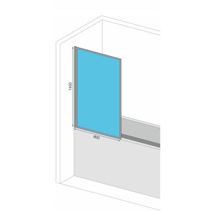 REA-K7633 - Bevægelig brusevæg til badekar LAGOS 140x80 cm sort/klart glas